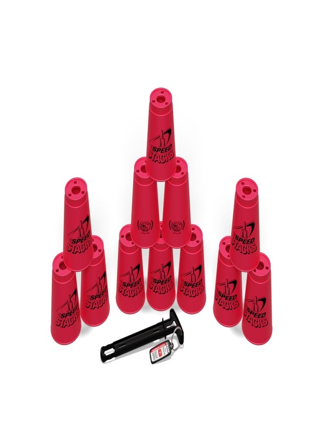 سبيد ستاكس مجموعة Speed Stacks | مجموعة تكديس رياضية رسمية، لون وردي - 12 كوبًا وقاعدة تثبيت | مواد عالية الجودة، احتكاك منخفض | معتمدة من WSSA - Image 2